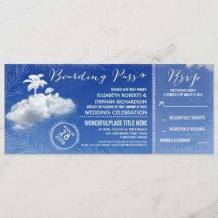 Invitación Clouds Beach Boarding Pass Bodas Tickets