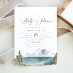 Invitación CLOVER- Mountain Lake Boho Rustic Baby Shower<br><div class="desc">Esta invitación a la ducha para bebés cuenta con una escena acuática rústica de lago montañoso y un elegante tipo de letra de guión. Esto hace la adición perfecta a su rústica ducha de bebé de montaña boho. Edite fácilmente *most* frases para satisfacer las necesidades de tu evento.</div>