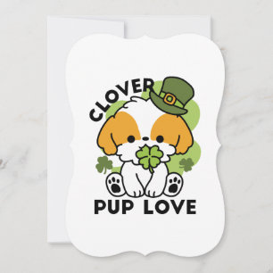 Invitación Clover Pup Love – Diseño de perro del día de San P