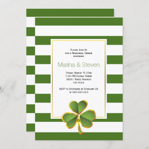 Invitación Clover y green, a rayas boda ensayo cena