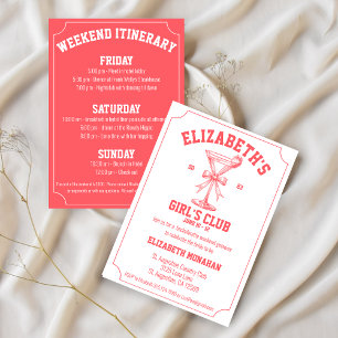 Invitación Club Campestre Red Coquette Bachelorette Fin De Se