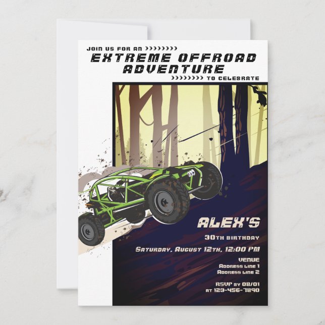 Invitación Club de coches de deportes extremos ATV UTV Aventu (Anverso)