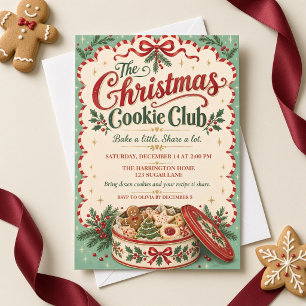 Invitación Club de Galletas de Navidad Vintage Intercambio de