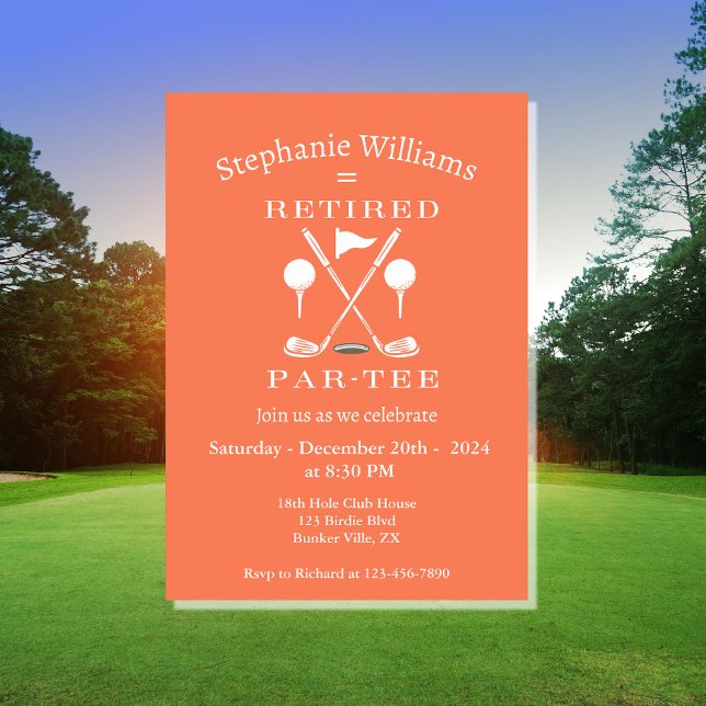 Invitación Club de golf de retiro moderno para mujeres rosada (Subido por el creador)