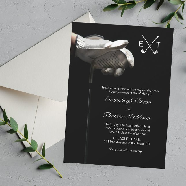 Invitación Club de Golf Elegant Boda Deportivo Monogramado (Subido por el creador)