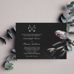Invitación Club de Golf Elegante Boda Monogramada