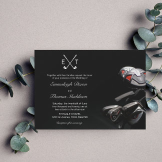 Invitación Club de Golf Elegante Boda Monogramada