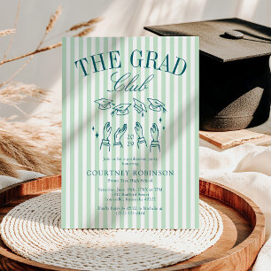 Invitación Club de Graduados de Graduación Verde y Azul Elega