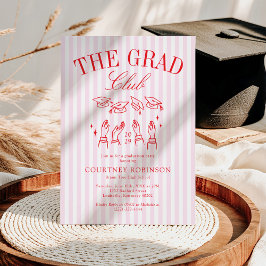 Invitación Club de Graduados Elegante Rosa y Rojo Graduación