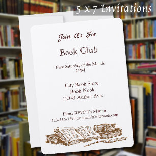 Invitación Club de Lectura Arte Vintage Personalizado 5x7'