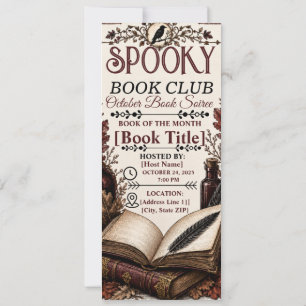 Invitación Club de lectura espeluznante gótico vintage Hallow