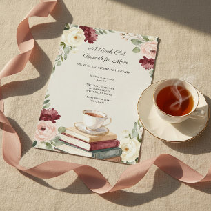 Invitación Club de Lectura Libros Acogedores y Té Brunch del