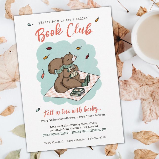 Invitación Club de libros para damas Cuate Fall (Womens Book Club Cozy Fall Invitation)