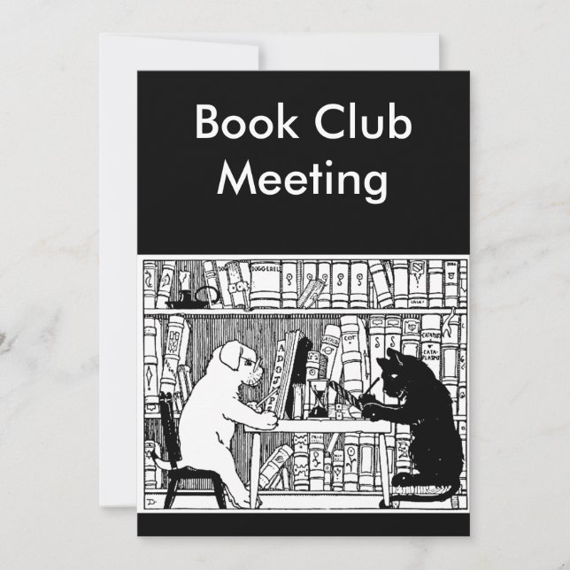 Invitación Club de libros para perros y gatos (Anverso)