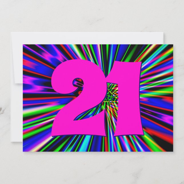 Invitación Club de Luces de Neón Cumpleaños 21 (Anverso)
