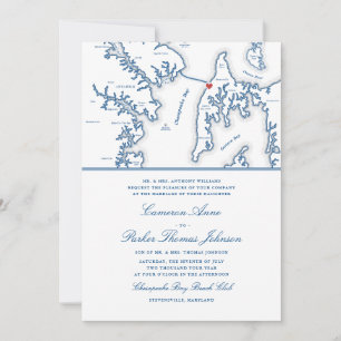 Invitación Club de Playa Formal de Chesapeake Bay Boda Azul M