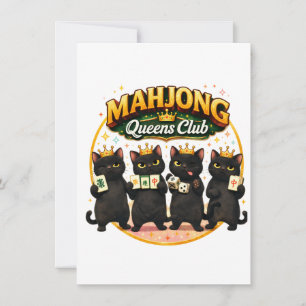 Invitación Club de Reinas de Mahjong Gatos Negros Lindos