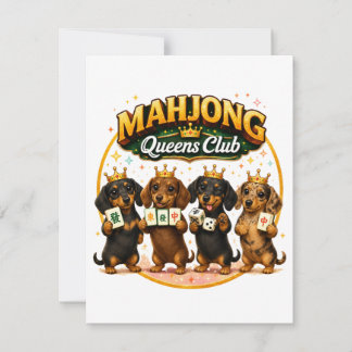 Invitación Club de Reinas de Mahjong Perritos Dachshund Lindo