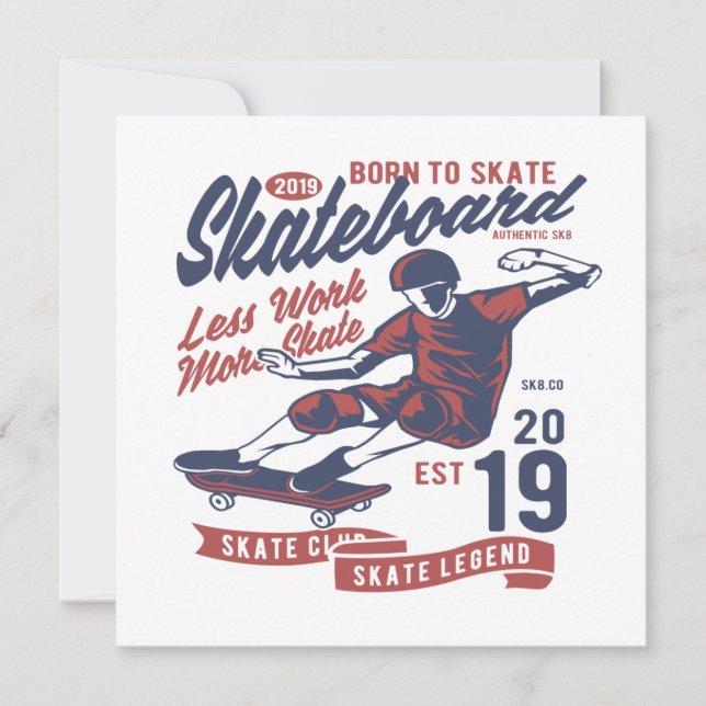 Invitación Club de skateboard nacido para patinar (Anverso)