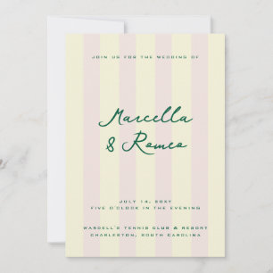 Invitación Club de Tenis de Rayas Verticales Amarillas Rosada