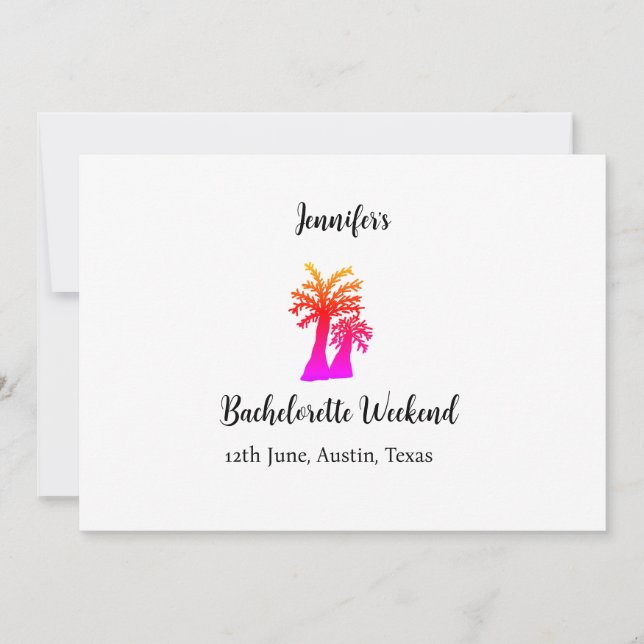 Invitación club del árbol de coco de fin de semana de soltera (Anverso)