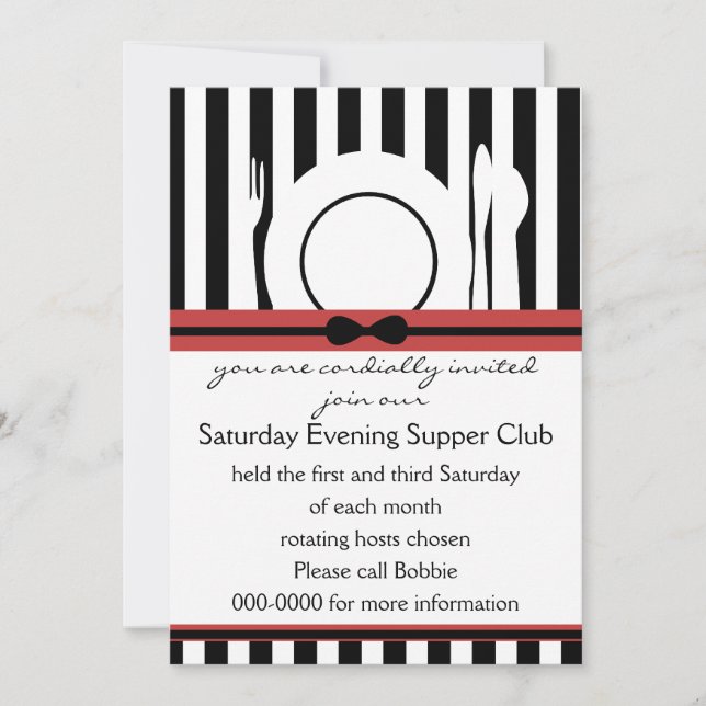 Invitación Club negro de cena de corbata (Anverso)