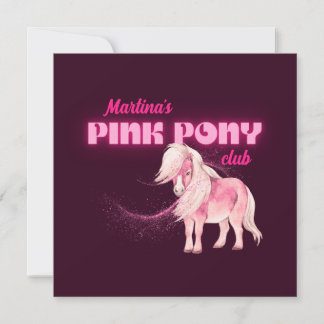 Invitación Club Pony Rosa Personalizado
