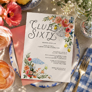 Invitación Club Sixty Jardín Costero Cumpleaños 60