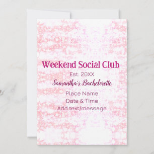Invitación club social de fin de semana rosa brillo despedida