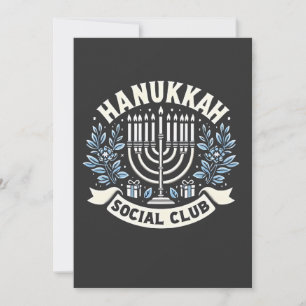 Invitación Club social de Hanukkah Divertido Hanukkah judío 