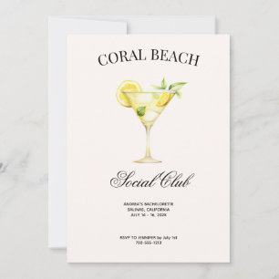 Invitación Club Social de Ubicación Personalizada Cóctel de L