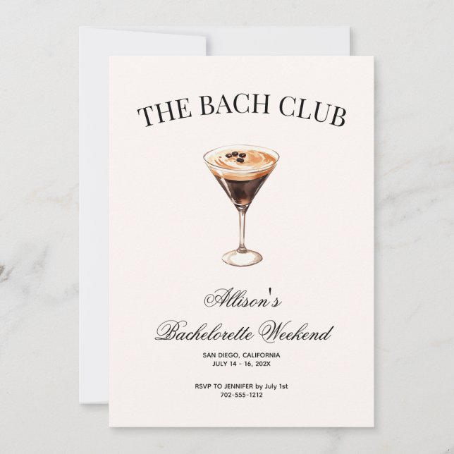 Invitación Club Social Espresso Cocktail Bach Itinerario y (Anverso)