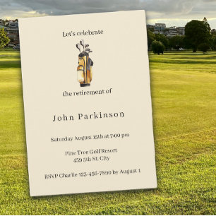 Invitación Clubes de Golf para Fiesta de Jubilación Amante de