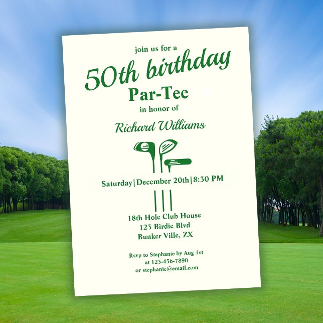 Invitación Clubes de golf temáticos Par Tee 50 cumpleaños (Subido por el creador)