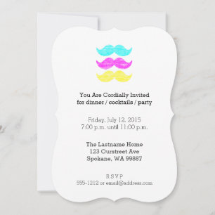 Invitación CMY Mustaches (estilo letterpress)