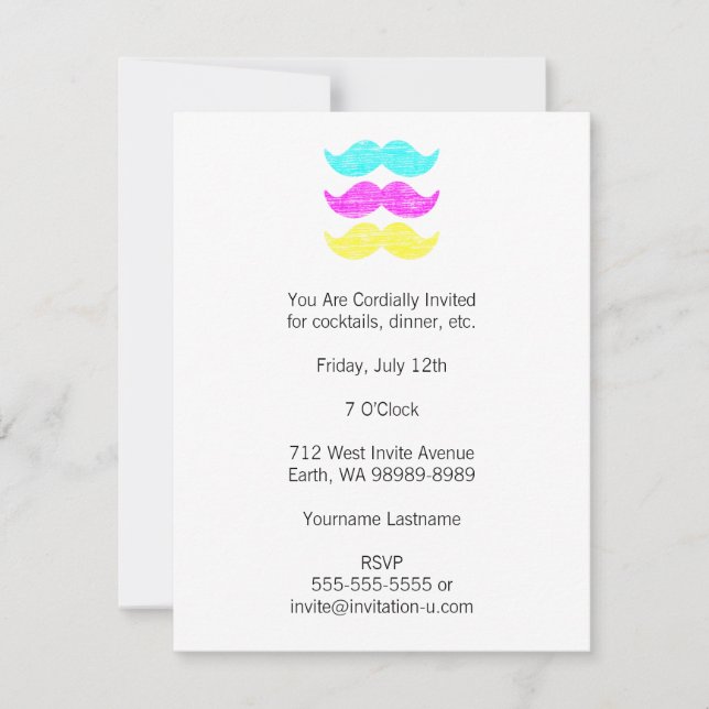 Invitación CMY Mustaches (estilo letterpress) (Anverso)