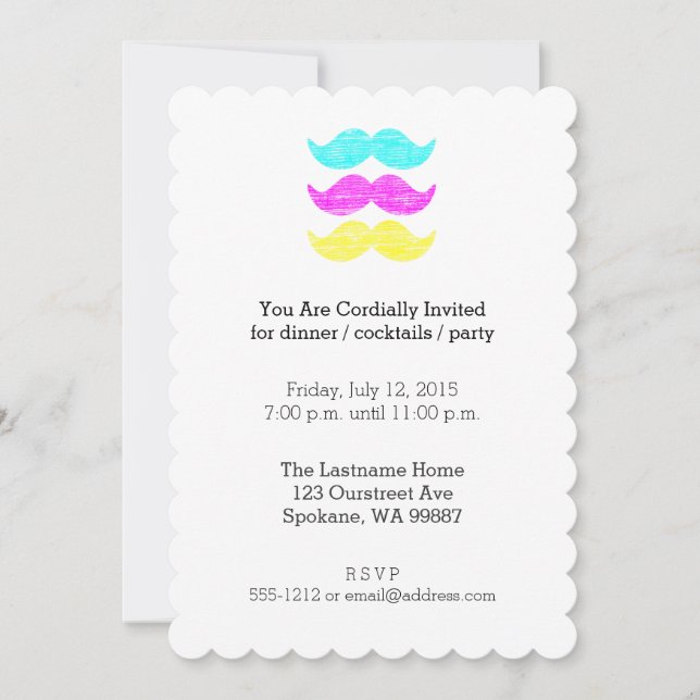 Invitación CMY Mustaches (estilo letterpress) (Anverso)