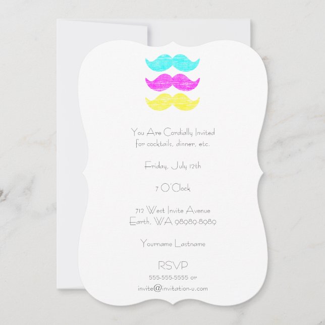 Invitación CMY Mustaches (estilo letterpress) (Anverso)