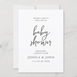 Invitación Co-Ed minimalista Simple Baby Shower