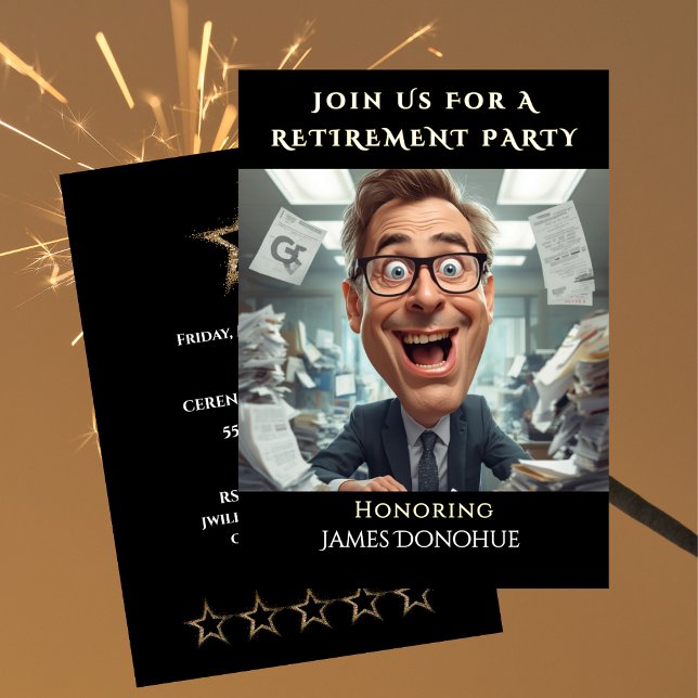 Invitación Co-Worker Funny Retirement Party   (Funny Retirement Party Colleague Invitation)