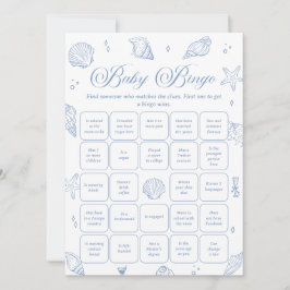 Invitación Coastal Baby Shower Find the Guest Bingo Game Card