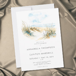 Invitación Coastal Beach Modern Watercolor Wedding