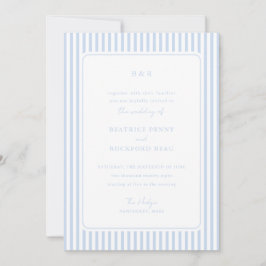 Invitación Coastal Blue Classic Stripes Minimalist Wedding
