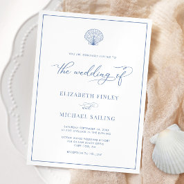 Invitación Coastal Blue Elegant Beach Wedding Invitation