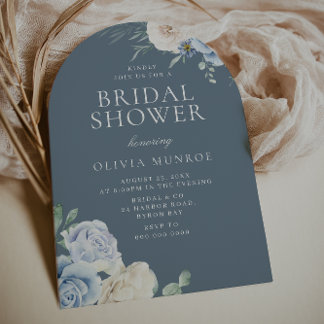 Invitación Coastal Blue Floral Bridal Shower