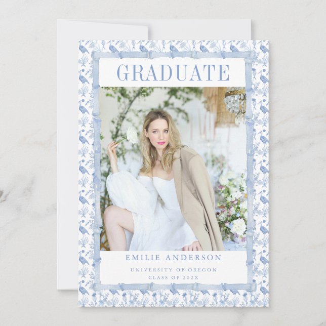 Invitación Coastal Blue Graduation Announcement Card Photo (Anverso)