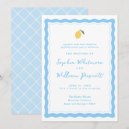 Invitación Coastal Blue Lemon Amalfi Wedding Invitation