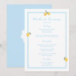 Invitación Coastal Blue Lemon Amalfi Wedding Itinerary Card
