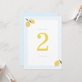Invitación Coastal Blue Lemon Amalfi Wedding Table Number