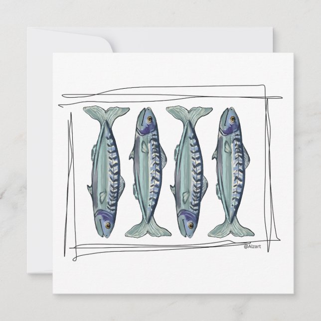 Invitación Coastal Blue Mackerel Seamless Ocean Fish Pattern (Anverso)